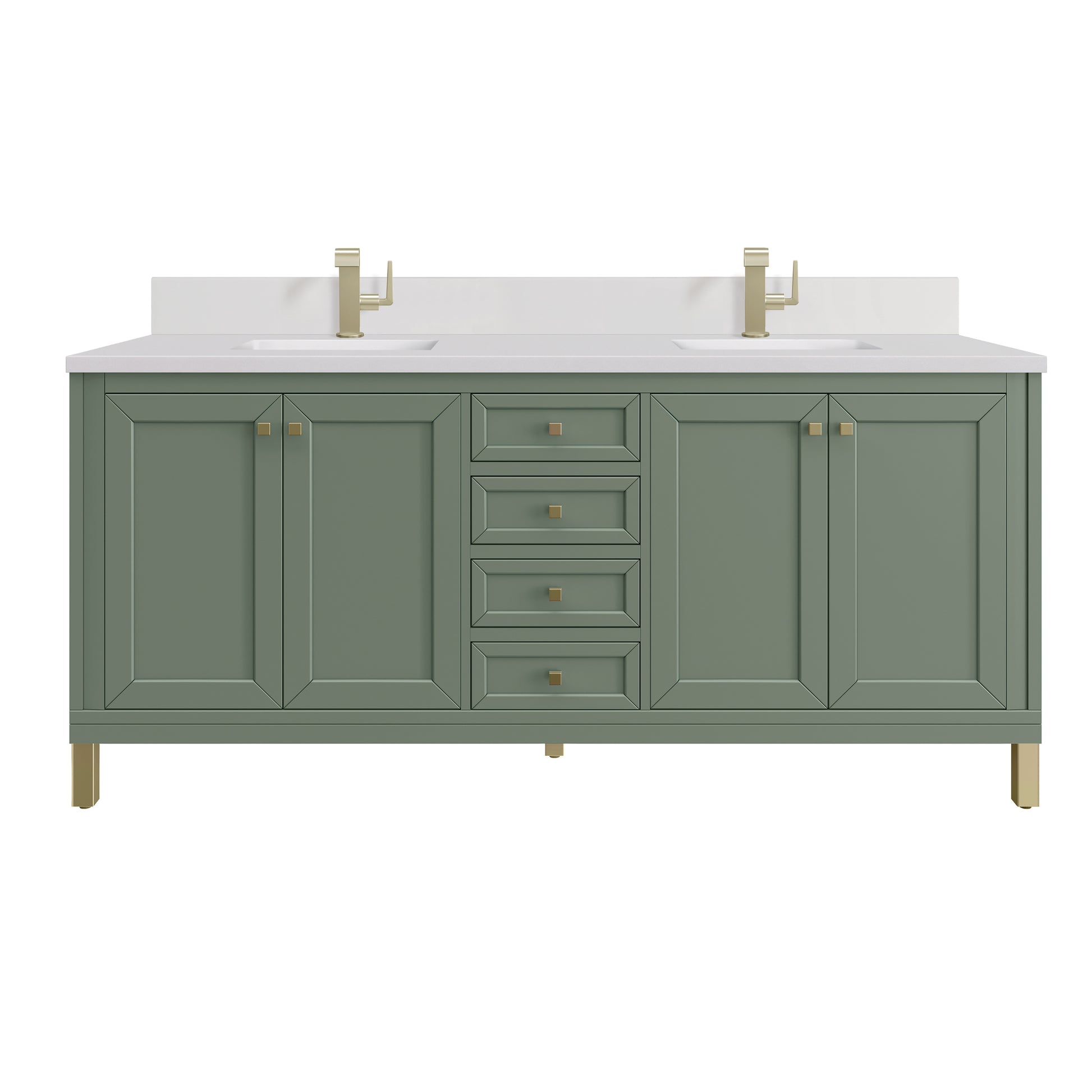Renovate for Less Atlanta Chicago 72" Double Vanity, Smokey Celadon, w/ Single Hole 3CM White Zeus Silestone® Top & Backsplash