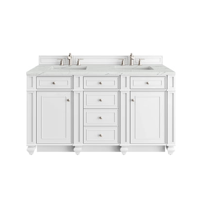 Renovate for Less Atlanta Bristol 60" Double Vanity, Bright White w/ 3 CM Ethereal Noctis Silestone Top
