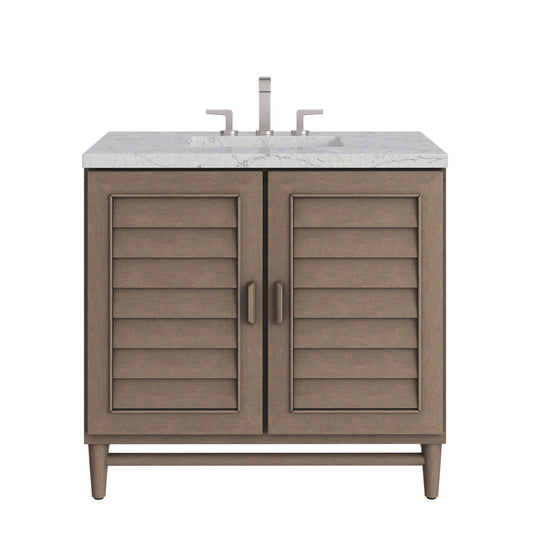 Portland 36" Single Vanity Whitewashed Walnut w/ 3 CM Eternal Jasmine Pearl Silestone Top