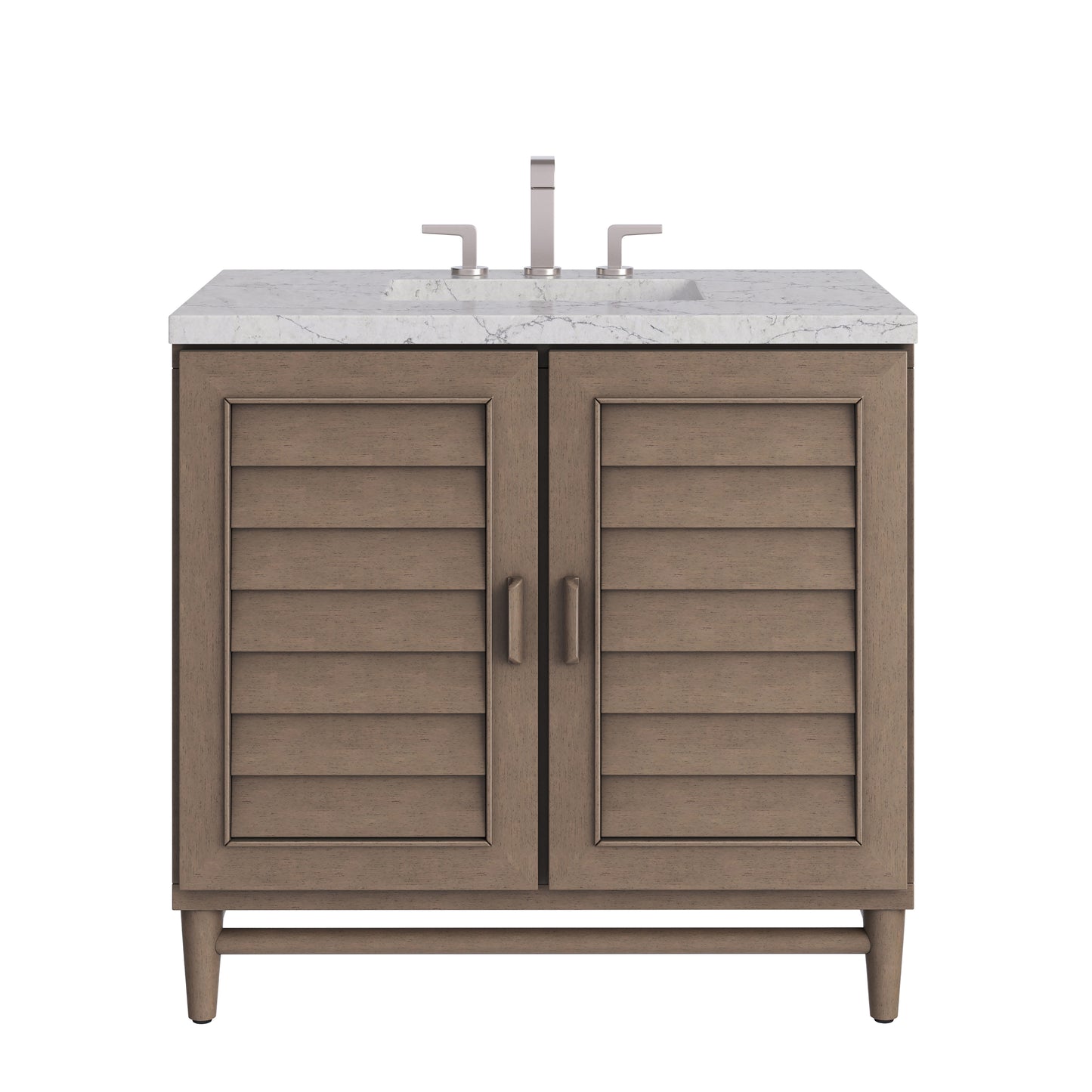 Renovate for Less Atlanta Portland 36" Single Vanity Whitewashed Walnut w/ 3 CM Eternal Jasmine Pearl Silestone Top