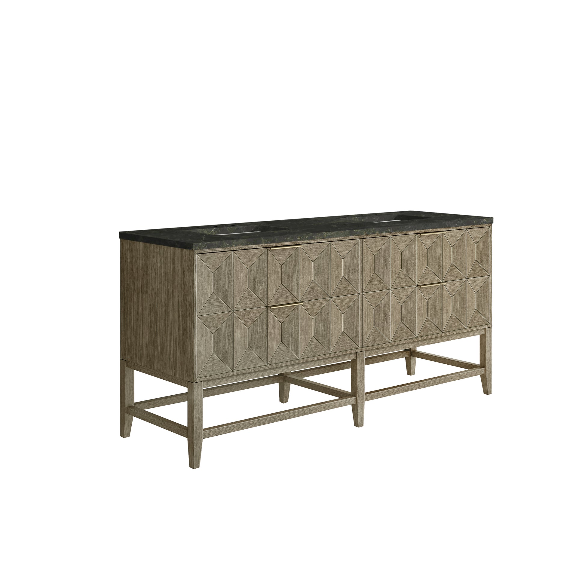 Renovate for Less Atlanta Emmeline 72" Double Vanity, Pebble Oak, w/ 3 CM Phantome Eclos Top