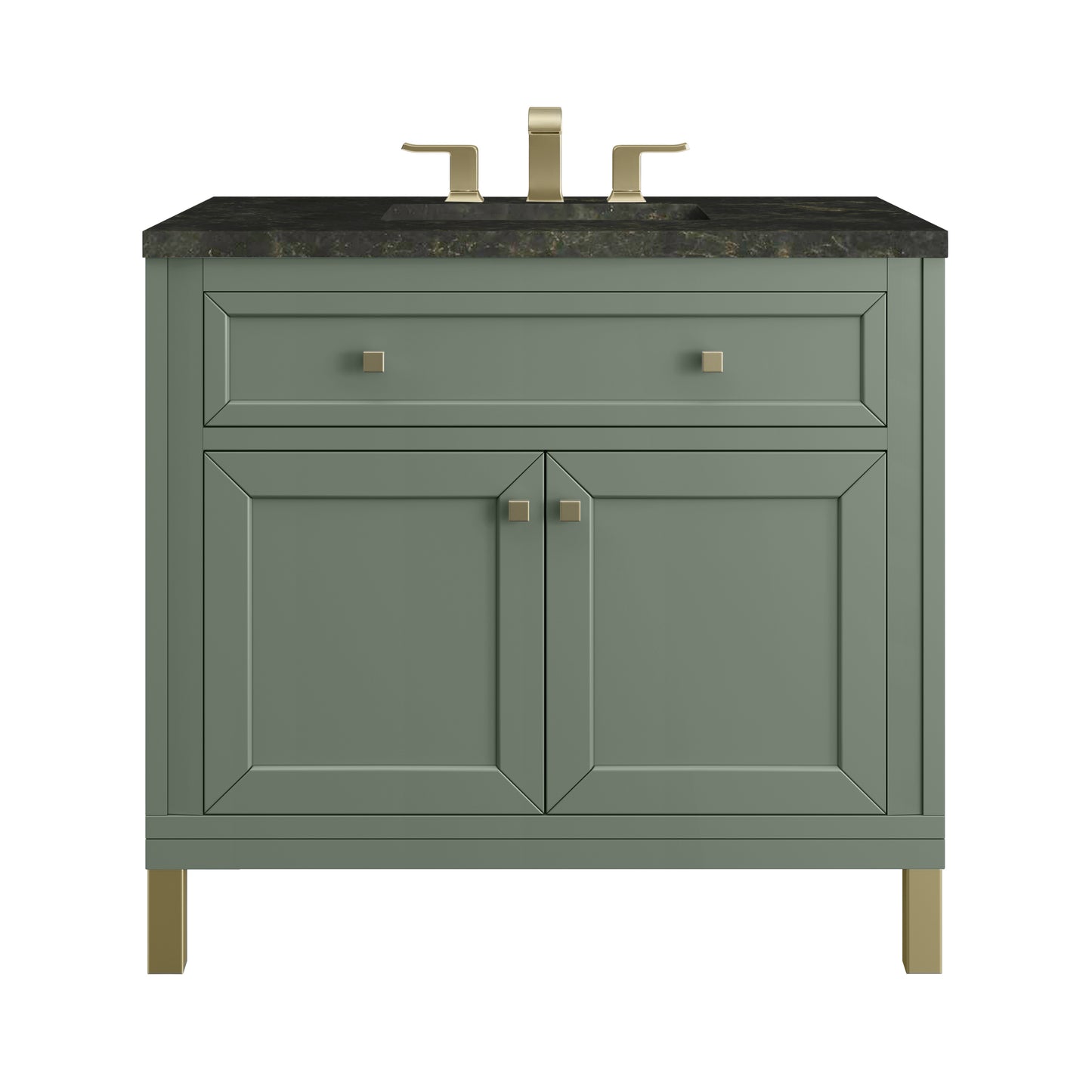 Renovate for Less Atlanta Chicago 36" Single Vanity, Smokey Celadon, w/ 3 CM Phantome Eclos Top