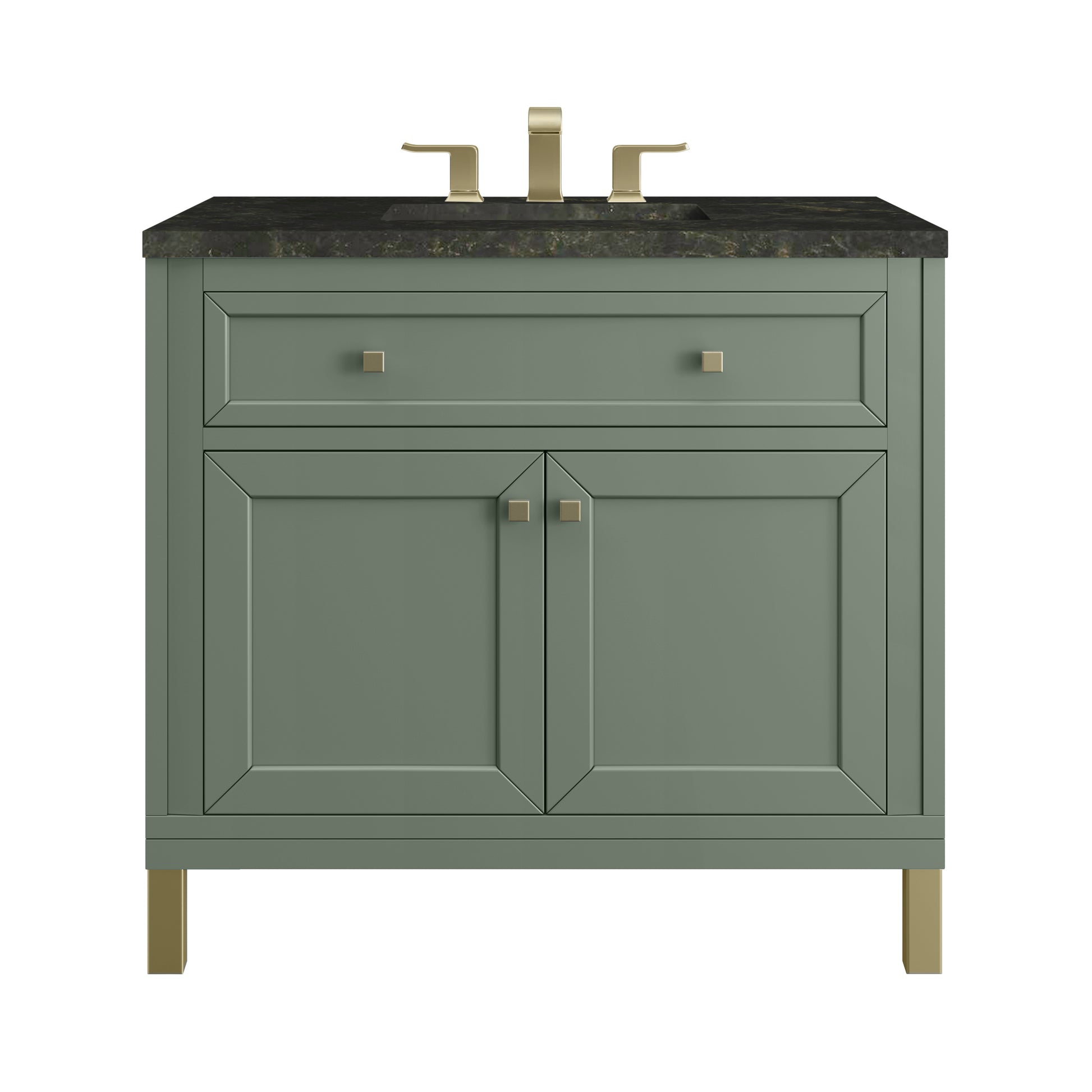 Renovate for Less Atlanta Chicago 36" Single Vanity, Smokey Celadon, w/ 3 CM Phantome Eclos Top