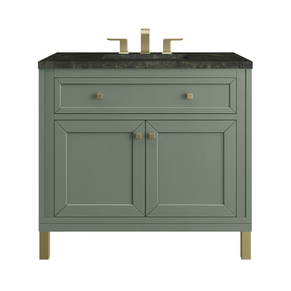Renovate for Less Atlanta Chicago 36" Single Vanity, Smokey Celadon, w/ 3 CM Phantome Eclos Top