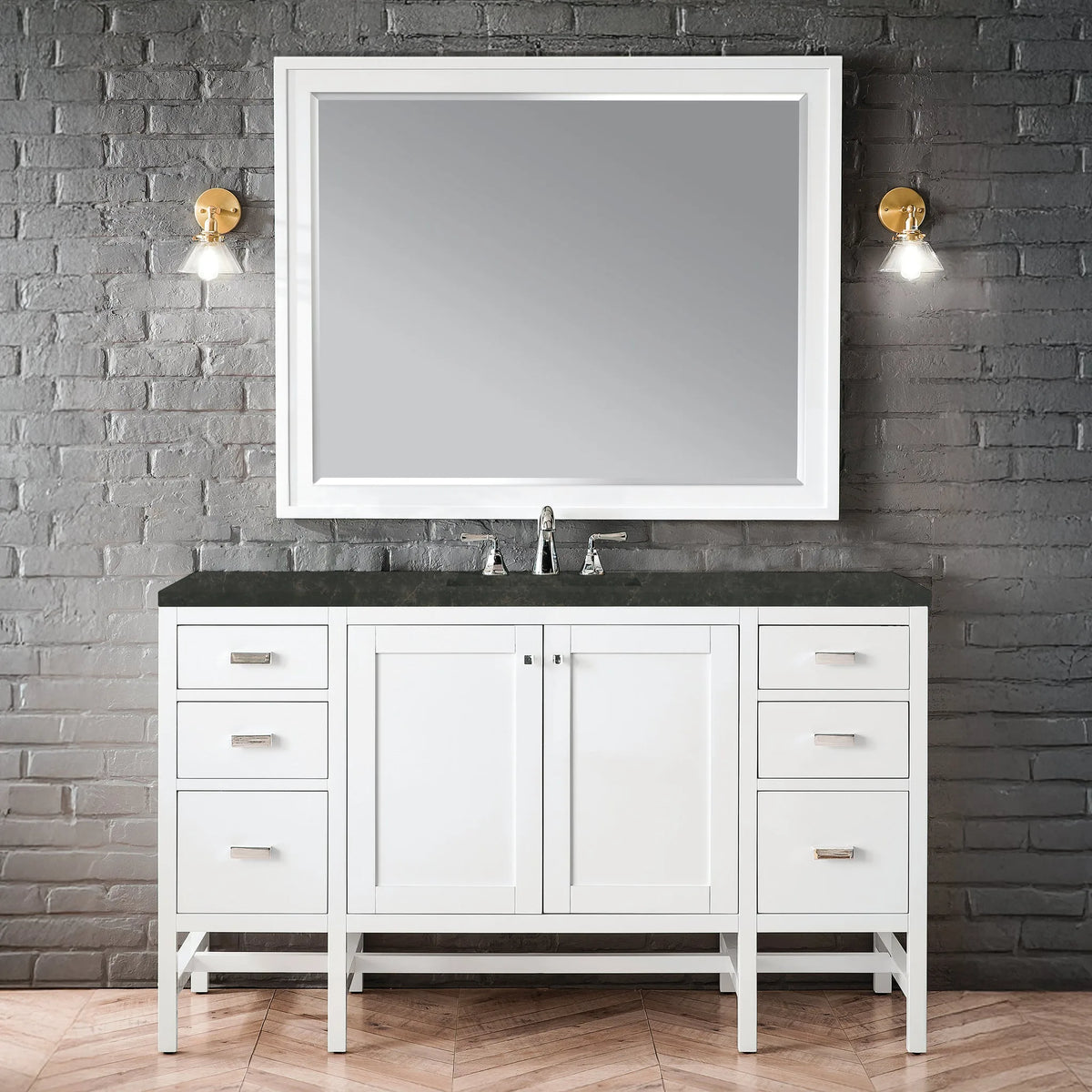 Addison 60" Single Vanity, Glossy White, w/ 3 CM Phantome Eclos Top