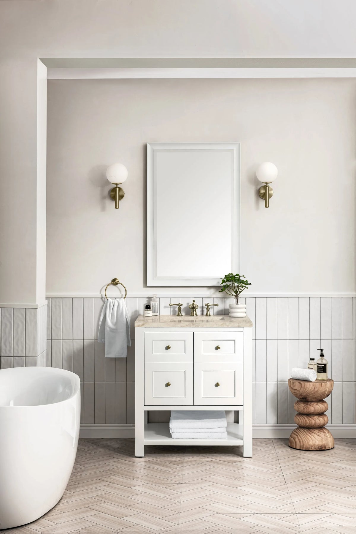 Breckenridge 30" Single Vanity, Bright White, w/ 3 CM Tajnar Eclos Top