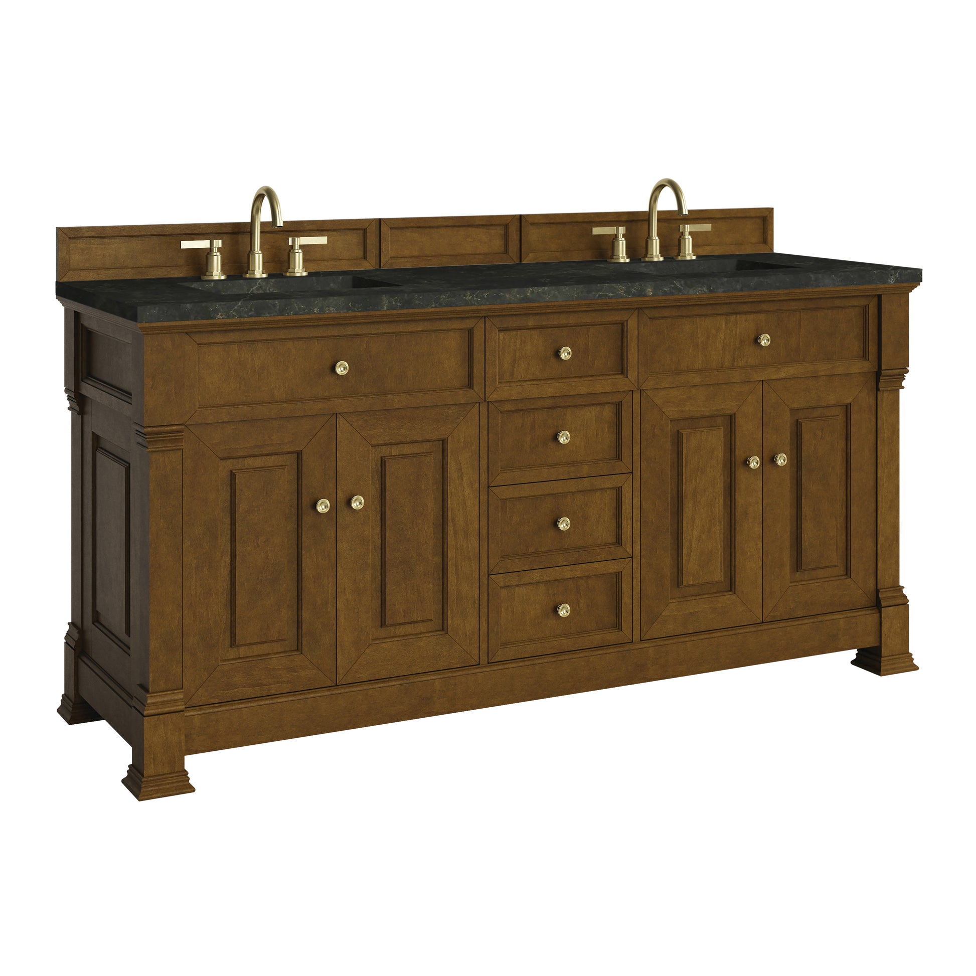 Renovate for Less Atlanta Brookfield 72" Double Vanity, Honey Oak, w/ 3 CM Phantome Eclos Top