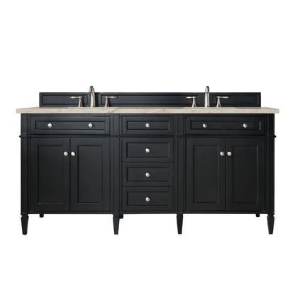 Brittany 72" Double Vanity, Black Onyx, w/ 3 CM Tajnar Eclos Top