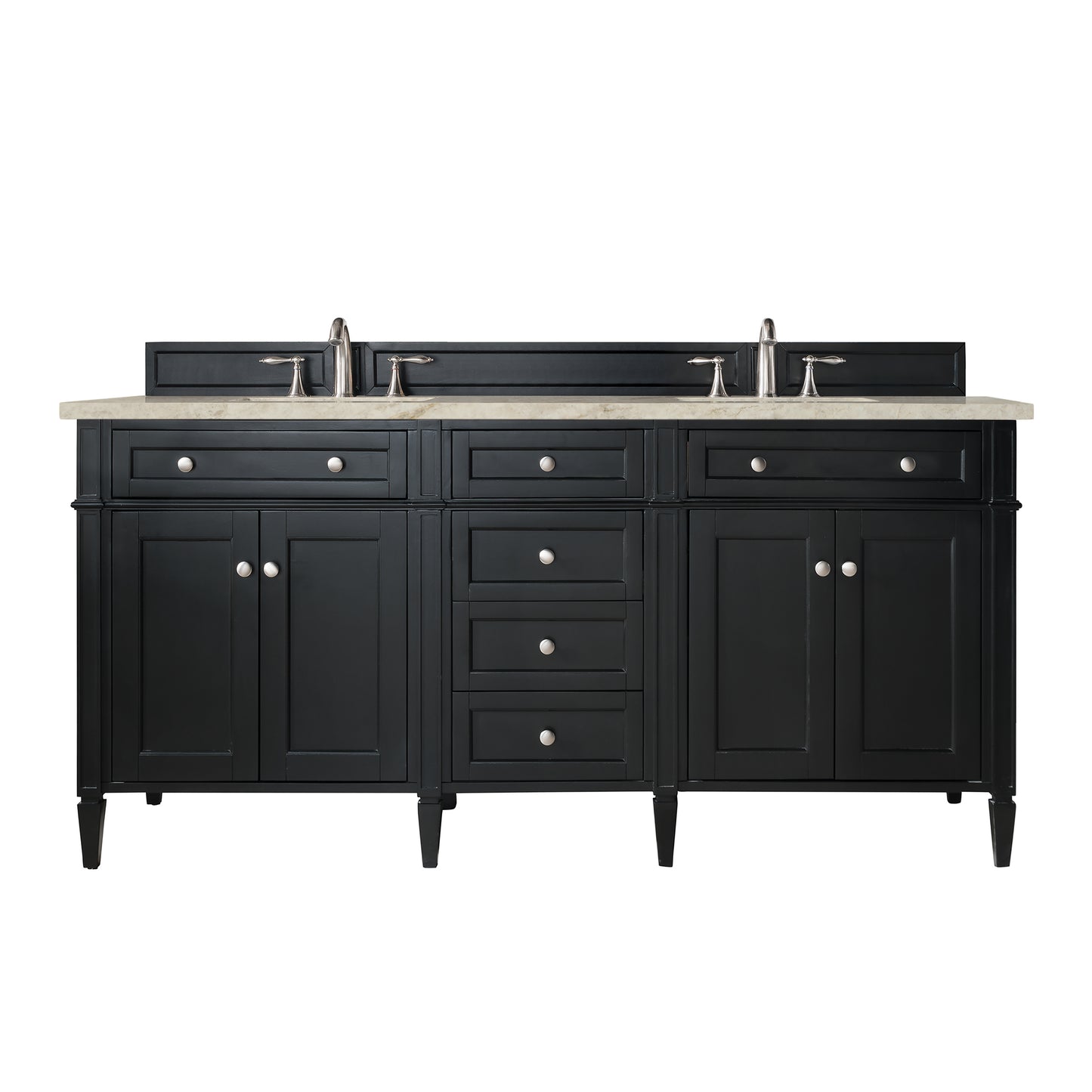 Renovate for Less Atlanta Brittany 72" Double Vanity, Black Onyx, w/ 3 CM Tajnar Eclos Top
