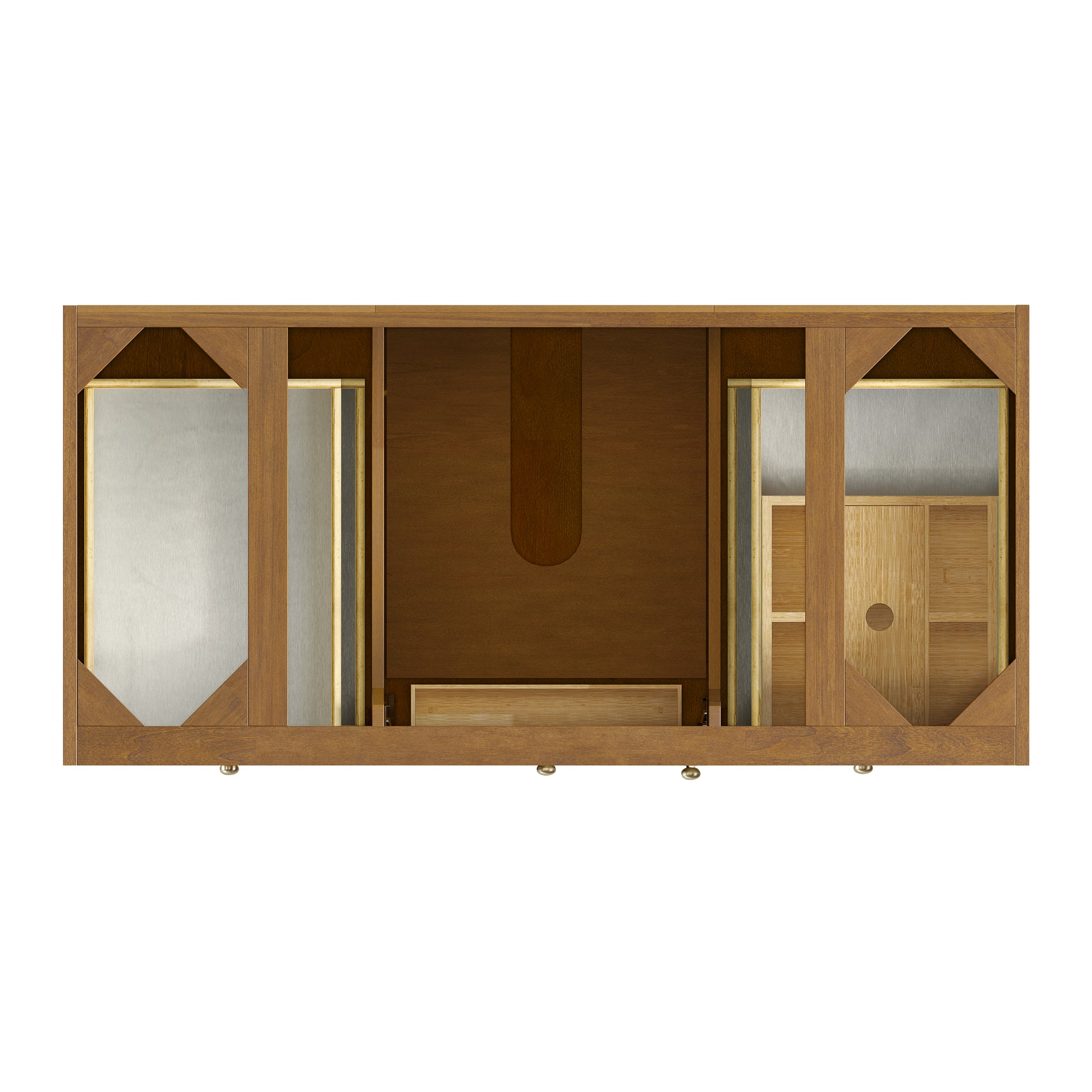 Renovate for Less Atlanta Laurent 48" Single Vanity, Honey Oak w/ 3 CM Siberian Silestone Top w/FreePower Wireless Charger
