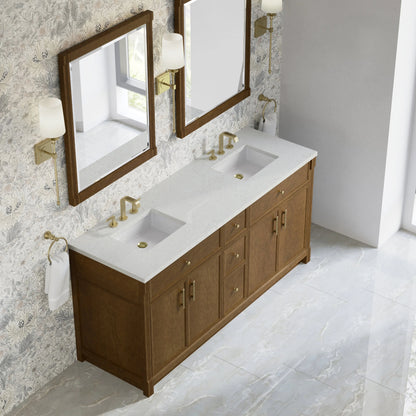 Bellshire 72" Double Vanity, Honey Oak w/ 3 CM Lime Delight Silestone Top
