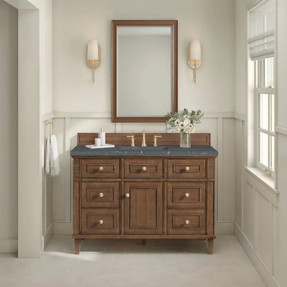 Lorelai 48" Single Vanity, Mid-Century Walnut w/ 3 CM Parisien Bleu Silestone Top