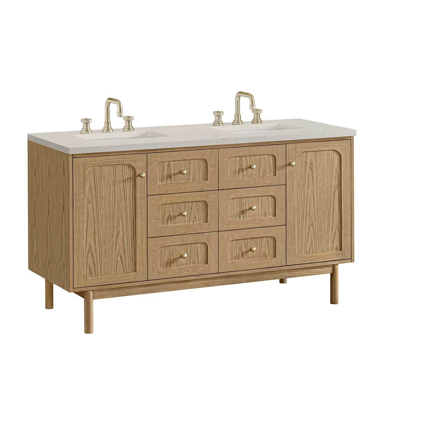 Renovate for Less Atlanta Laurent 60" Double Vanity, Light Natural Oak, w/ 3 CM Siberian Silestone Top