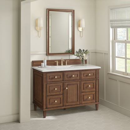 Renovate for Less Atlanta Lorelai 48" Single Vanity, Mid-Century Walnut w/ 3 CM Lime Delight Silestone Top