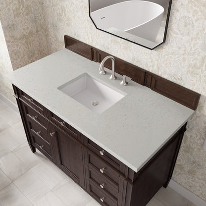 Renovate for Less Atlanta Brittany 48" Single Vanity, Burnished Mahogany w/ 3 CM Lime Delight Silestone Top