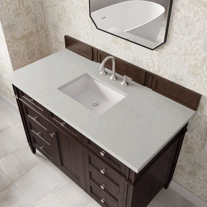 Brittany 48" Single Vanity, Burnished Mahogany w/ 3 CM Lime Delight Silestone Top