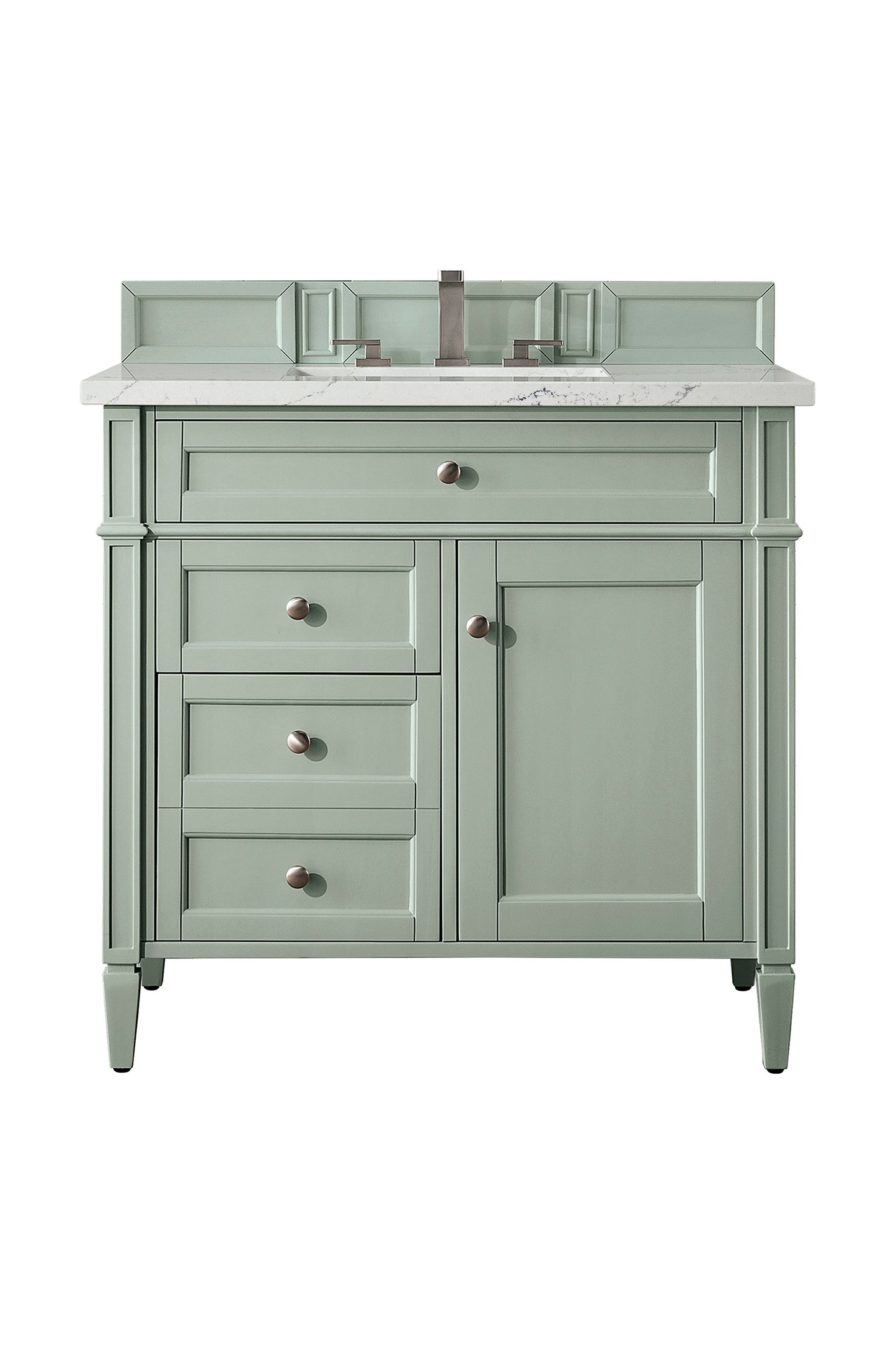 Renovate for Less Atlanta Brittany 36" Single Vanity, Sage Green w/ 3 CM Ethereal Noctis Silestone Top