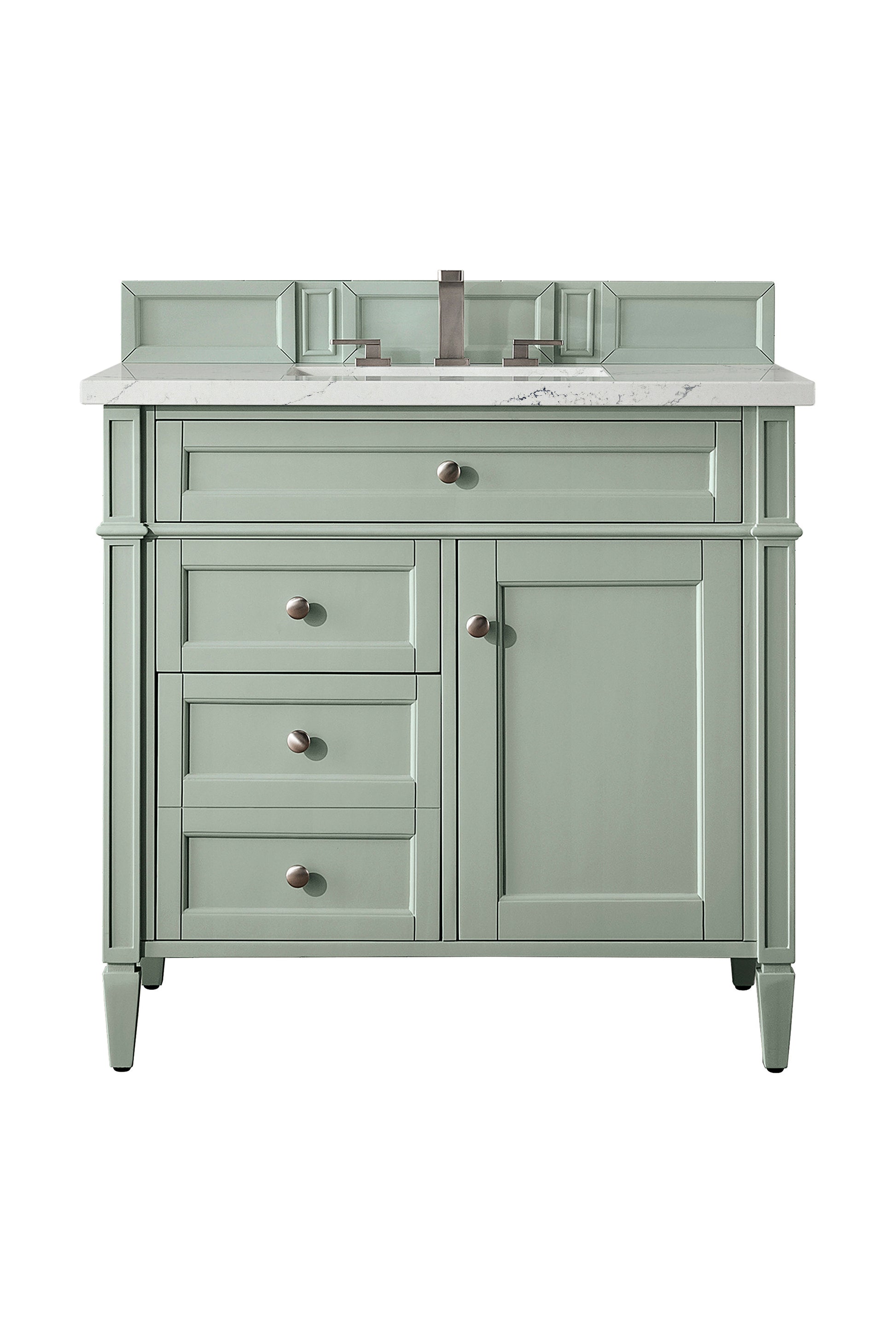 Renovate for Less Atlanta Brittany 36" Single Vanity, Sage Green w/ 3 CM Ethereal Noctis Silestone Top