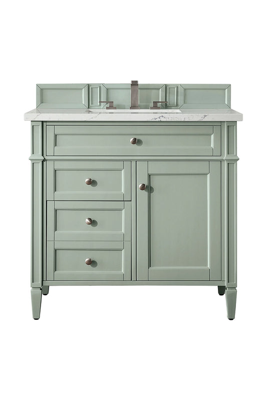 Brittany 36" Single Vanity, Sage Green w/ 3 CM Ethereal Noctis Silestone Top