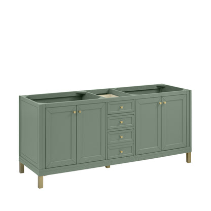 Renovate for Less Atlanta Chicago 72" Double Vanity, Smokey Celadon, w/ Single Hole 3CM White Zeus Silestone® Top & Backsplash