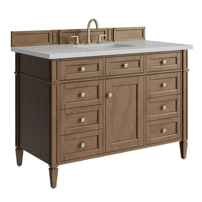 Brittany 48" Single Vanity, Pecan w/ 3 CM Lime Delight Silestone Top