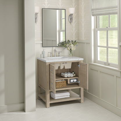 Renovate for Less Atlanta Breckenridge 30" Single Vanity, Whitewashed Oak w/ 3 CM Ethereal Noctis Silestone Top