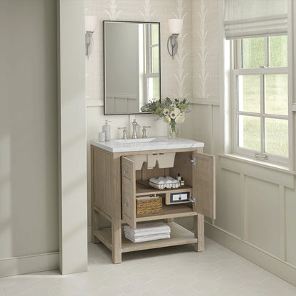 Breckenridge 30" Single Vanity, Whitewashed Oak w/ 3 CM Ethereal Noctis Silestone Top