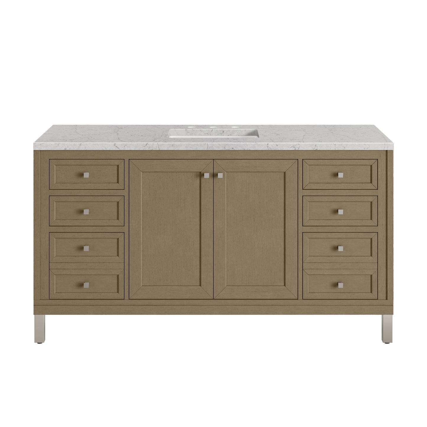 Renovate for Less Atlanta Chicago 60" Single Vanity, Walnut Whisper, w/ 3 CM Eternal Jasmine Pearl Silestone® Top