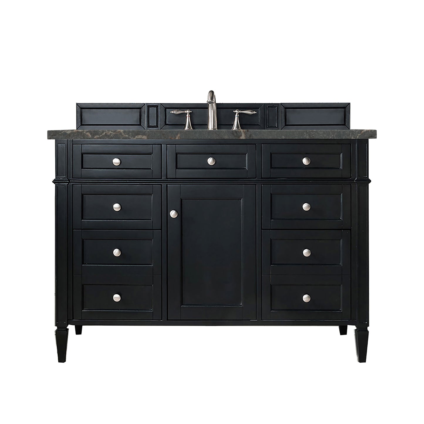 Renovate for Less Atlanta Brittany 48" Single Vanity, Black Onyx w/ 3 CM Parisien Bleu Silestone Top