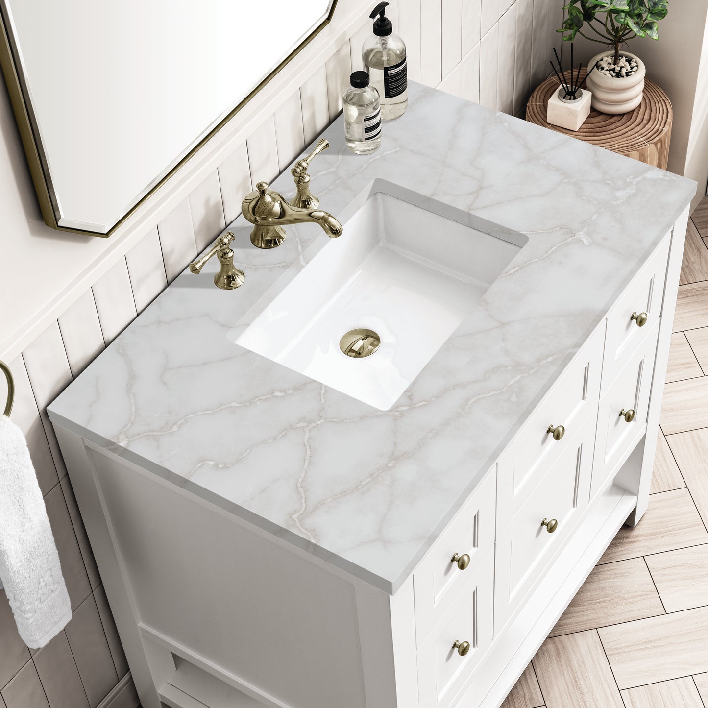 Renovate for Less Atlanta Breckenridge 36" Single Vanity, Bright White w/ 3 CM Victorian Silver Top