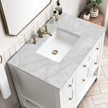 Renovate for Less Atlanta Breckenridge 36" Single Vanity, Bright White w/ 3 CM Victorian Silver Top