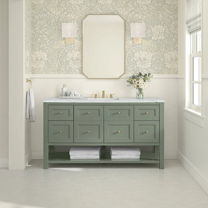 Breckenridge 60" Single Vanity, Smokey Celadon, w/ 3 CM Ethereal Noctis Quartz Top