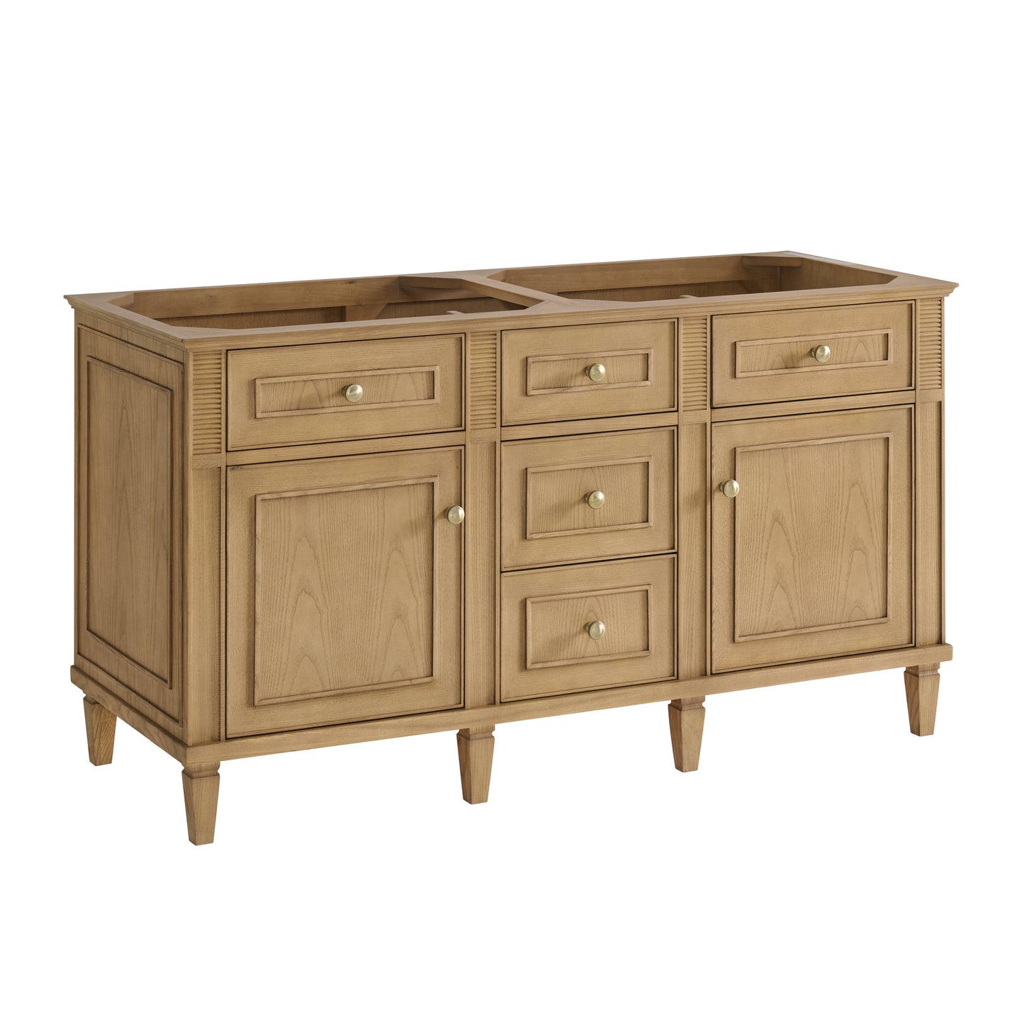 Renovate for Less Atlanta Lorelai 60" Double Vanity, Light Natural Oak w/ 3 CM White Zeus Silestone Top