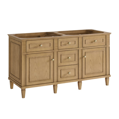 Renovate for Less Atlanta Lorelai 60" Double Vanity, Light Natural Oak w/ 3 CM White Zeus Silestone Top