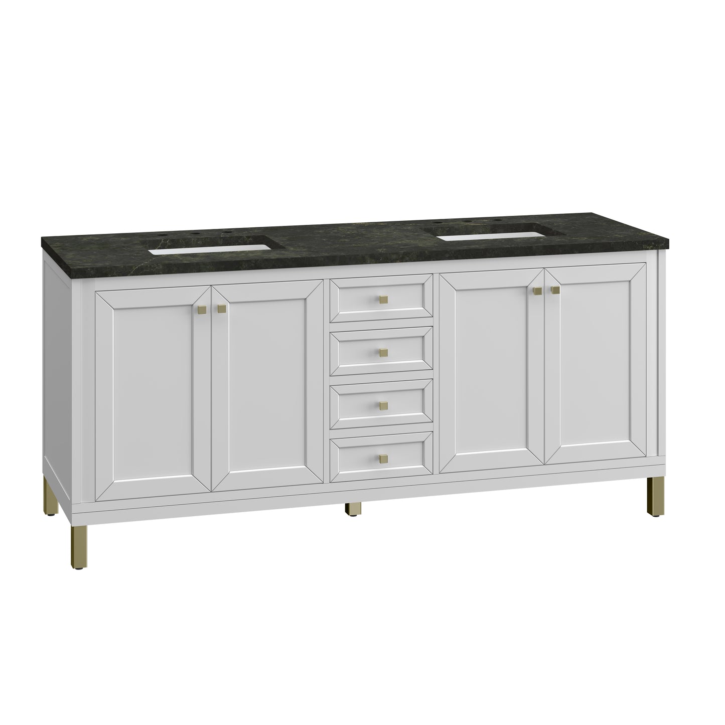Renovate for Less Atlanta Chicago 72" Double Vanity, Glossy White, w/ 3 CM Phantome Eclos Top