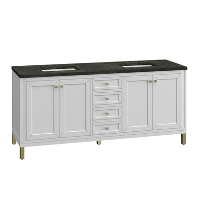 Renovate for Less Atlanta Chicago 72" Double Vanity, Glossy White, w/ 3 CM Phantome Eclos Top