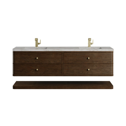 Renovate for Less Atlanta Allamari 72" Double Vanity, Sable w/ Single Hole 3 CM Victorian Silver Silestone Top