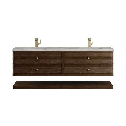 Allamari 72" Double Vanity, Sable w/ Single Hole 3 CM Victorian Silver Silestone Top