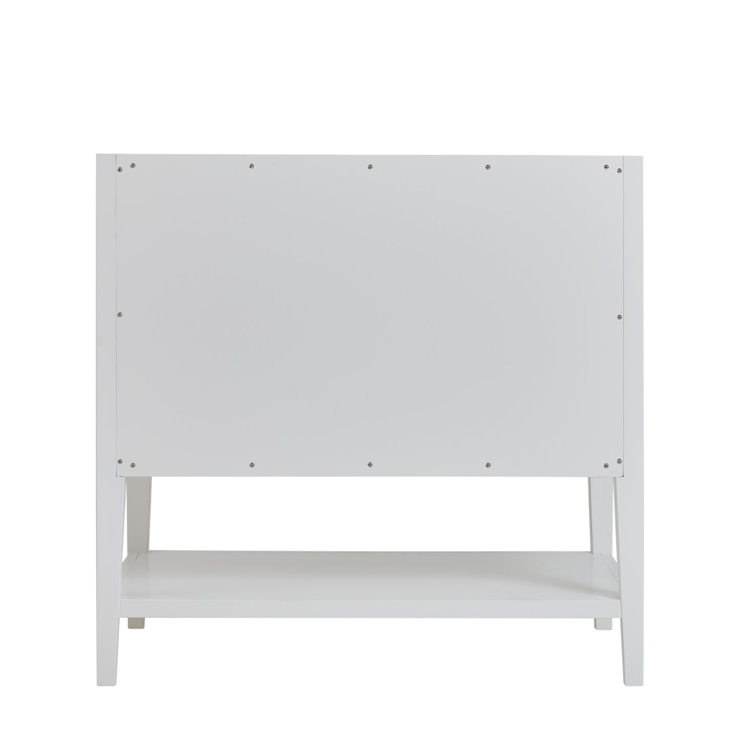 Renovate for Less Atlanta Olena 36" Single Vanity, Light Mappa Burl and Polished White w/ 3 CM White Zeus Silestone Top