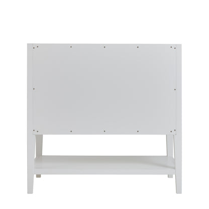Renovate for Less Atlanta Olena 36" Single Vanity, Light Mappa Burl and Polished White w/ 3 CM White Zeus Silestone Top