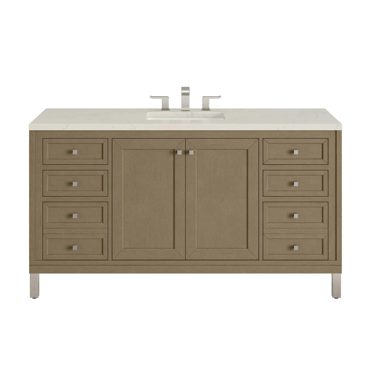 Chicago 60" Single Vanity, Walnut Whisper, w/ 3 CM Siberian Silestone Top