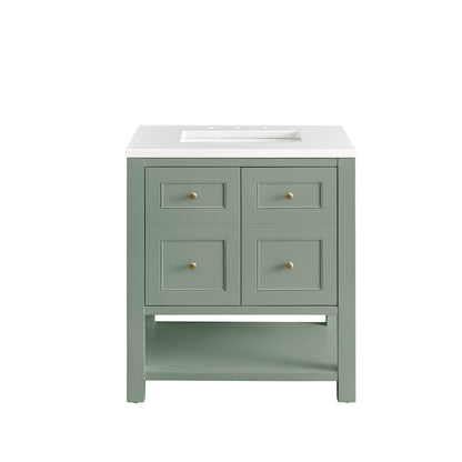 Renovate for Less Atlanta Breckenridge 30" Single Vanity, Smokey Celadon w/ 3 CM White Zeus Top