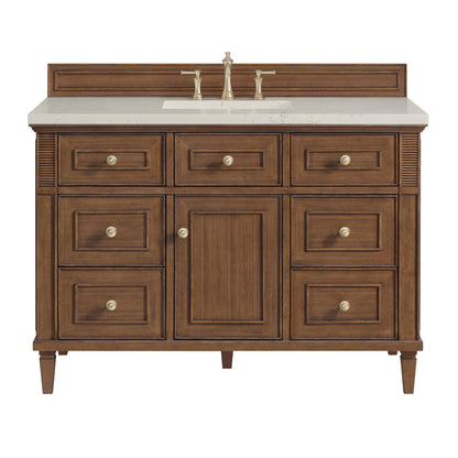 Renovate for Less Atlanta Lorelai 48" Single Vanity, Mid-Century Walnut, w/ 3 CM Siberian Silestone Top