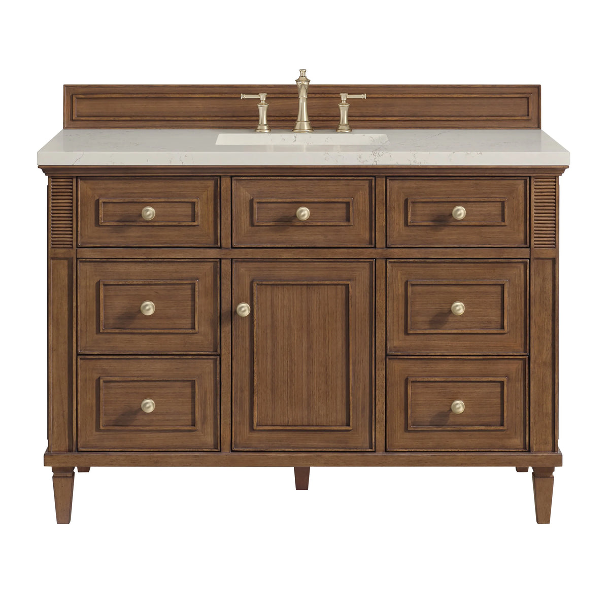 Lorelai 48" Single Vanity, Mid-Century Walnut, w/ 3 CM Siberian Silestone Top