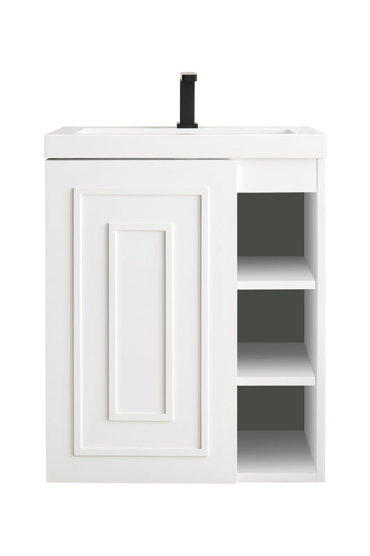 Alicante 24" Single Vanity, Glossy White w/ White Glossy Composite Stone Top
