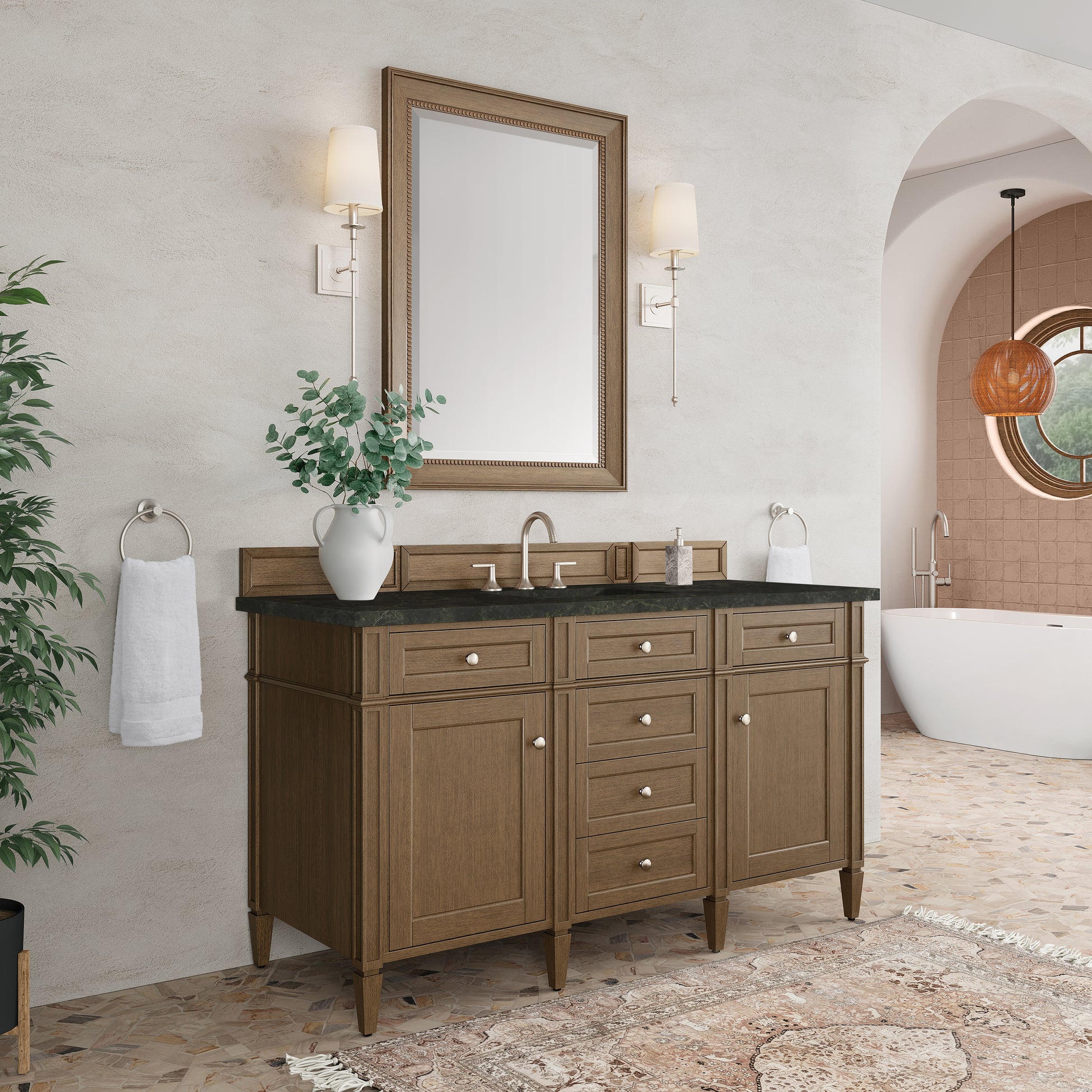 Renovate for Less Atlanta Brittany 60" Single Vanity, Saddle Brown, w/ 3 CM Phantome Eclos Top