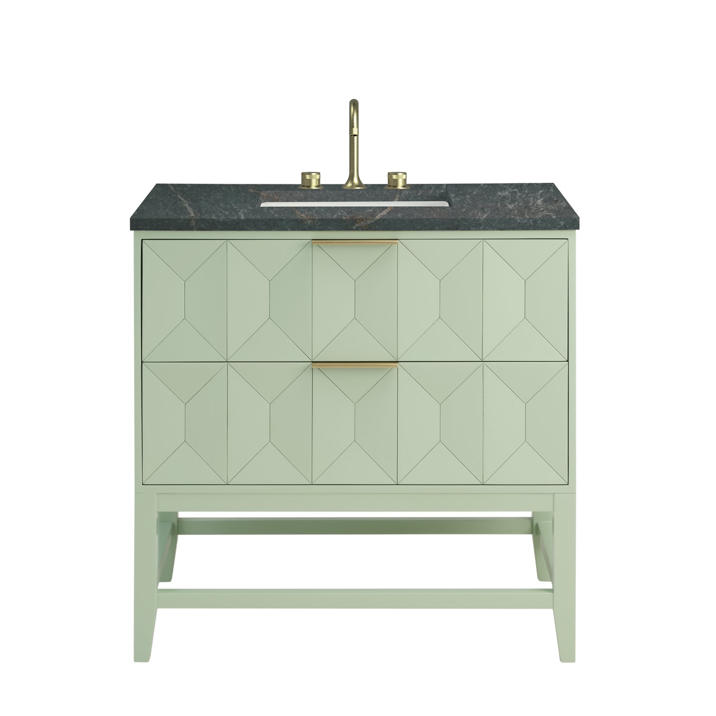 Renovate for Less Atlanta Emmeline 36" Single Vanity, Pistachio w/ 3 CM Parisien Bleu Top