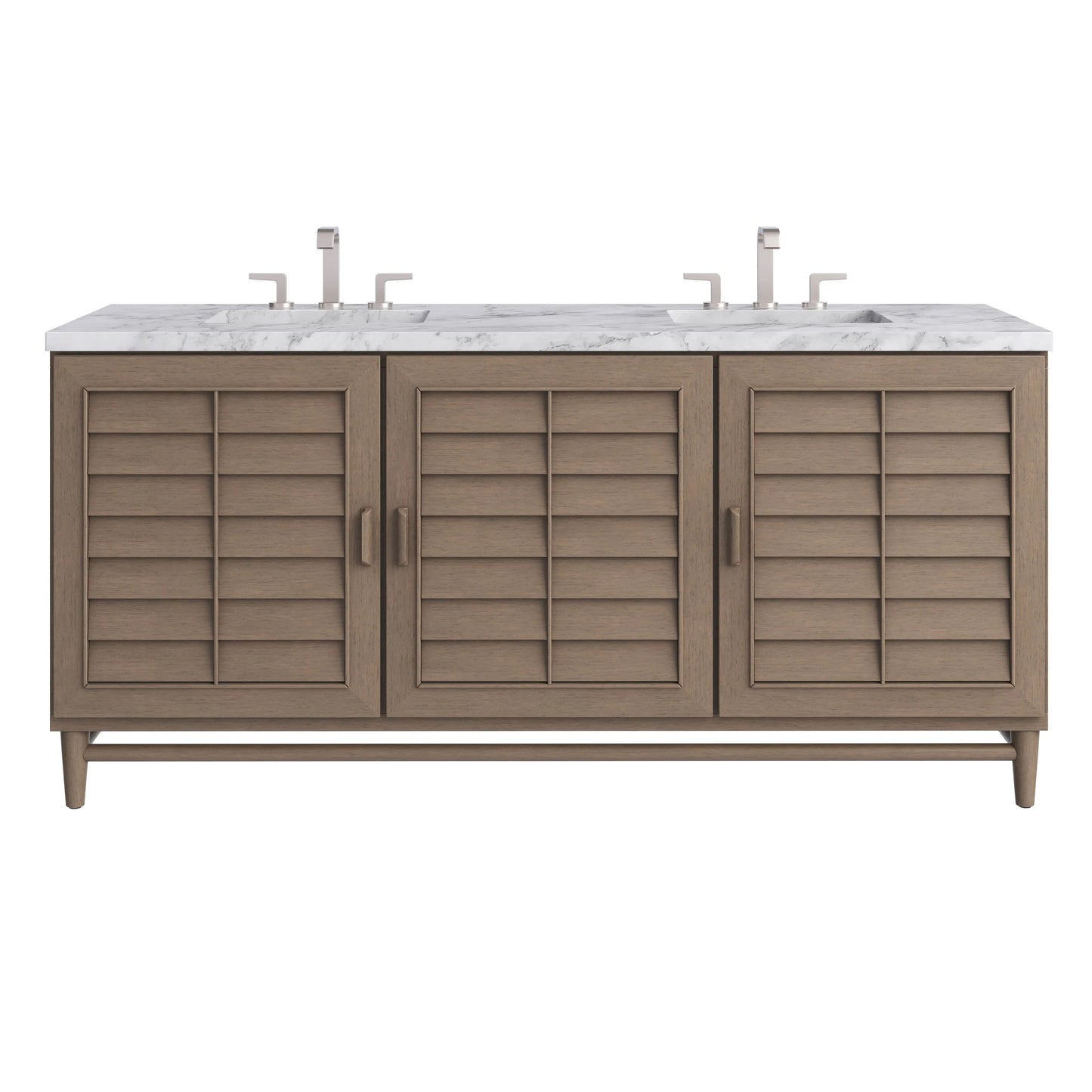 Portland 72" Double Vanity Whitewashed Walnut w/ 3 CM Carrara Marble Top