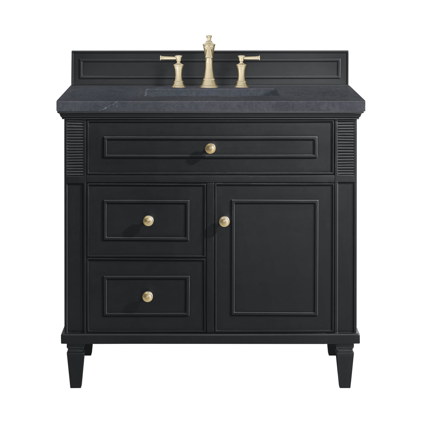Renovate for Less Atlanta Lorelai 36" Single Vanity, Black Onyx w/ 3 CM Charcoal Soapstone Silestone Top