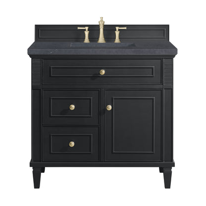 Renovate for Less Atlanta Lorelai 36" Single Vanity, Black Onyx w/ 3 CM Charcoal Soapstone Silestone Top